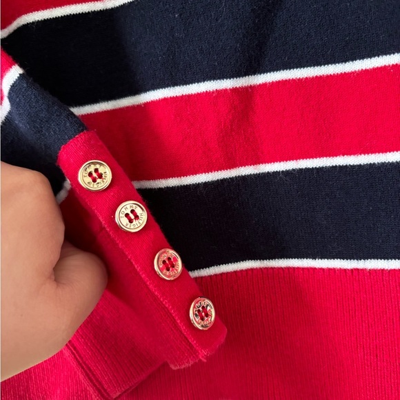 Tommy Hilfiger Women’s Turtleneck Striped Blue/Red Pretty Sweater- Size Medium - Picture 5 of 6